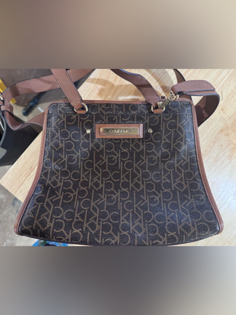 Calvin Klein Brown medium size Bag with Gold Hardware